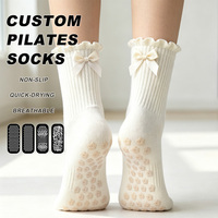 Chaussettes de Pilates personnalisées imprimées, unies, très extensibles, antidérapantes, pour l'entraînement physique, pour femmes, collection automne