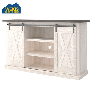 WEKIS legno porta fienile scorrevoli centro intrattenimento fattoria imbiancata grigio Media Console portaoggetti TV supporto - Product Image 3