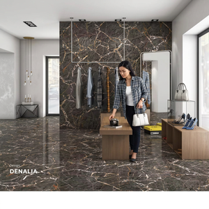Azulejos de Porcelana Brillante con Efecto Mármol Marrón de 800x1600 mm para Interiores de Villas y Hoteles de Lujo - Product Image 3