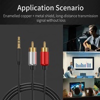 Cable Divisor en Y Coaxial Estéreo de 3.5 mm (1/8 de pulgada) Macho Chapado en Oro a Doble RCA Auxiliar para Coche, Teléfono Móvil y Sistemas de Sonido