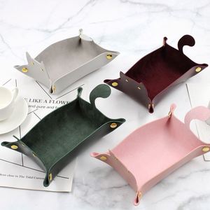 Cute Cat Shape Leather Storage <b>Tray</b> Portable Desktop Organizer for Jewelry Cosmetics & <b>Small</b> Items Stock Bulk - Product Image 2