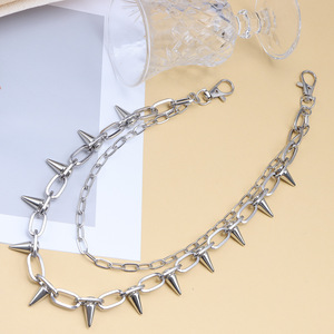 Cadena de cintura de doble capa con remaches metálicos de aleación de zinc para jeans, estilo hip hop punk para fiestas. - Product Image 4