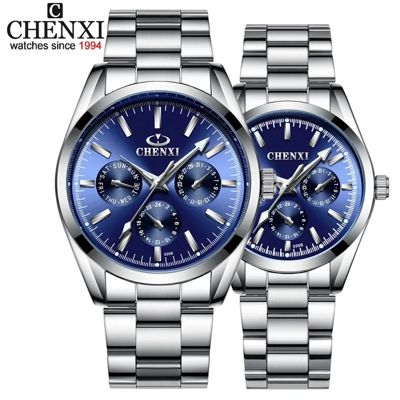 Chenxi 006B mejor regalo estilo clásico cuarzo Oem reloj hombres mujeres reloj fabricante pareja amantes hebilla relojes de pulsera proveedor