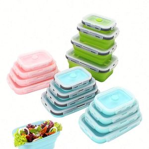 Microwave Bpa Free Foldable <b>Collapsible</b> Lunch Bento Box Cute Food <b>Storage</b> Container Silicone for Kids Children's Adult - Product Image 1