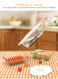 Người bán hàng tốt nhất hình chữ nhật thủy tinh Borosilicate trong suốt chân không tươi Bộ thực phẩm tủ lạnh chân không con dấu thực phẩm lưu trữ container - Product Image 2
