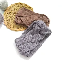Fascia elastica lavorata a maglia di lana di vendita calda di inverno per le donne accessori per capelli del turbante di colore puro della fascia elastica fatta a mano