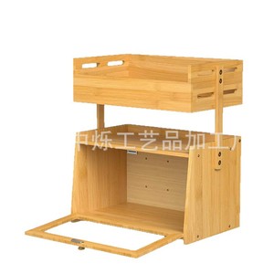 Boîte à pain en bambou à double étage, organiseur de comptoir de cuisine avec panier à fruits et support pour bananes - Product Image 2
