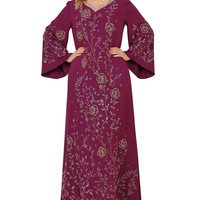 Robe décontractée transfrontalière en polyester ornée de strass thermocollés, grande taille, à manches longues, col en V, couleur unie, coupe ample pour femme