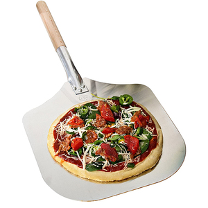 Accesorios de Cocina Personalizados, Paleta para Pizza de Grado Alimenticio, Espátula, Bandeja de Transferencia, Elevador con Mango de Madera de Caucho, 12 x 14 Pulgadas - Product Image 2