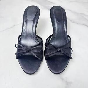 F124 ZA Ciabatte con Tacco Alto di Qualità per Donne, <span class=keywords><strong>Eleganti</strong></span> Sandali a Rete con Fiocco, <span class=keywords><strong>Slip</strong></span>-<span class=keywords><strong>on</strong></span> con Tacco, Vendita all'Ingrosso, Ciabatte Estive Marroni e Nere - Product Image 2