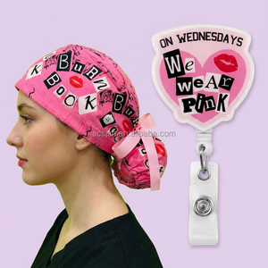 Gorros Quirúrgicos con Cola de Caballo, Forro de Satén, Logotipo Personalizado, Gorros de Enfermera con Lazos Traseros y Botones para Uso Hospitalario - Product Image 1