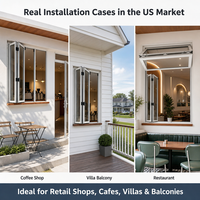 Fenêtre coulissante verticale en aluminium anti-moisissure et étanche avec isolation complète et quincaillerie hermétique pour comptoirs de magasins, villas et balcons