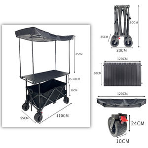 Chariot à main pliable multifonctionnel en acier inoxydable OEM avec rangement pour le camping, la plage, les courses et l'extérieur - Product Image 4