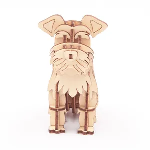 Schnauzer 3D Holz Lernspiel zeug Tierform Puzzle Nettes Haustier Holz spielzeug für Kinder DIY Bastel set