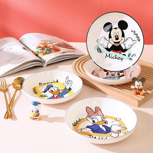 <span class=keywords><strong>Assiette</strong></span> à dessert en porcelaine de 7 pouces à motif vertical, sous-glaçure, vaisselle ménagère fraîche <span class=keywords><strong>et</strong></span> mignonne à motifs de dessins animés - Product Image 2