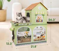 Maisons à gratter pour chatons, condos, cabanes à thème café, cachettes, maisons de jeu, lits avec tapis à gratter, maisons en carton pour chats d'intérieur