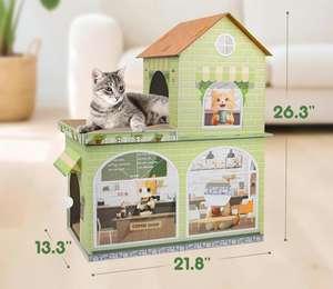 Maisons à gratter pour chatons, condos, cabanes à thème café, cachettes, maisons de jeu, lits avec tapis à gratter, maisons en carton pour chats d'intérieur - Product Image 2