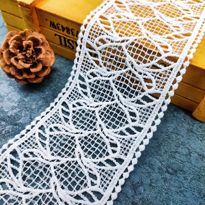 100% bông vải ren trắng sữa hoa thêu ren lụa cắt <span class=keywords><strong>8cm</strong></span> Váy cưới cô dâu trang trí phụ kiện ah3191 - Product Image 1