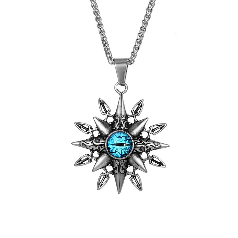 New titanium steel eight star devil's eye necklace retro hip-hop personality jewelry