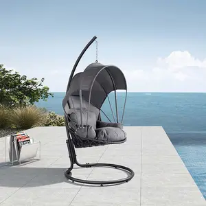 garden patio outdoor Helicopter pod Swing hanging egg chair with stand and legs chair egg