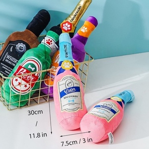 Toptan köpek oyuncaklar lüks bira şampanya viski şişe şekli köpek gıcırtılı oyuncaklar dolması peluş oyuncak köpek evcil hayvanlar için - Product Image 4