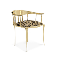 Chaises de salle à manger de luxe en laiton sur mesure, fauteuils pour manoirs et villas, chaises longues à dossier en velours, chaises d'art design