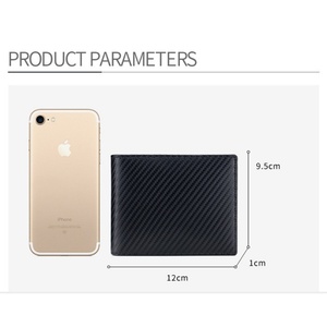 Luxury Men Short <b>Wallet</b> Minimalist <b>RFID</b> <b>Blocking</b> Leather Carbon Fiber Mens Slim <b>Wallet</b> - Product Image 5