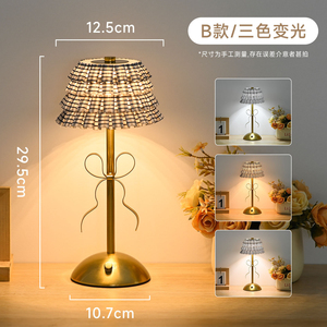 Lámpara de Mesa Moderna de Cristal con Diseño de Cinta, Luz LED Blanca Cálida, Forma de Tulipán, Control Manual con Botón, Decoración para el Hogar - Product Image 6