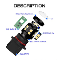 Feux de brouillard à LED projecteur haute puissance 550 lm 15smd H11 H7 H16 P13w 9005 9006 880