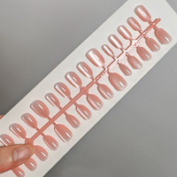 30 faux ongles à presser, couleur unie, effet œil de chat français, taille moyenne, rouge nude, fournisseur