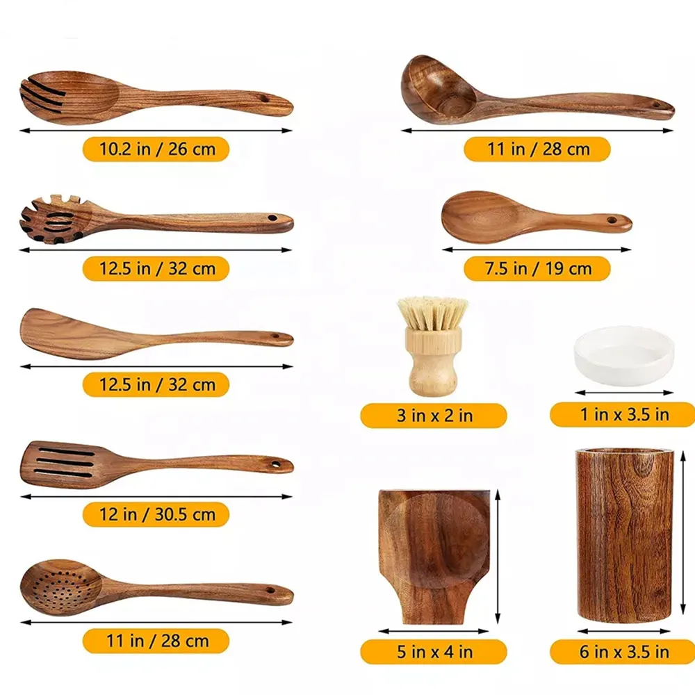 Großhandel benutzerdefinierte küche hölzerne löffel-satz für küche Holz-küchenutensilien hölzerne messbecher und löffel