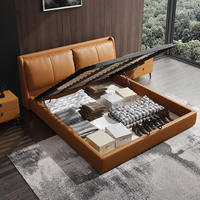Lit plateforme moderne de luxe en cuir PU rembourré, design italien, avec tête de lit capitonnée, écologique et doux – Offre spéciale