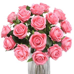 Grand lot <span class=keywords><strong>de</strong></span> <span class=keywords><strong>roses</strong></span> fleurs artificielles <span class=keywords><strong>rouge</strong></span> rose <span class=keywords><strong>bouquet</strong></span> <span class=keywords><strong>de</strong></span> <span class=keywords><strong>roses</strong></span> artificielles réalistes pour les mariages - Product Image 4