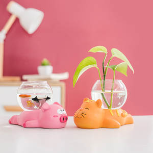 Vaso Decorativo Creativo per Piante Idroponiche, Vaso in Vetro Trasparente per Coltura in Acqua, Ornamento in Ceramica a Forma di Panda - Product Image 4
