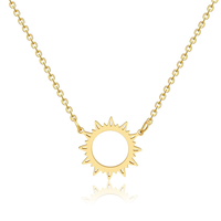 Collier pendentif minimaliste en acier inoxydable plaqué or 18 carats pour femme Demi-soleil lumière du soleil diffuse avec perle pour les fêtes