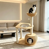 PAIPET Arbre à chat multi-niveaux style japonais durable en osier, avec capsule spatiale en acrylique, gamelle, poteaux en sisal et grotte, vente en gros, personnalisable