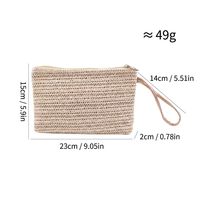 Pochette cosmétique en paille tressée pour la plage, faite à la main en raphia, trousse de maquillage écologique, organiseur de voyage pour articles de toilette avec dragonne