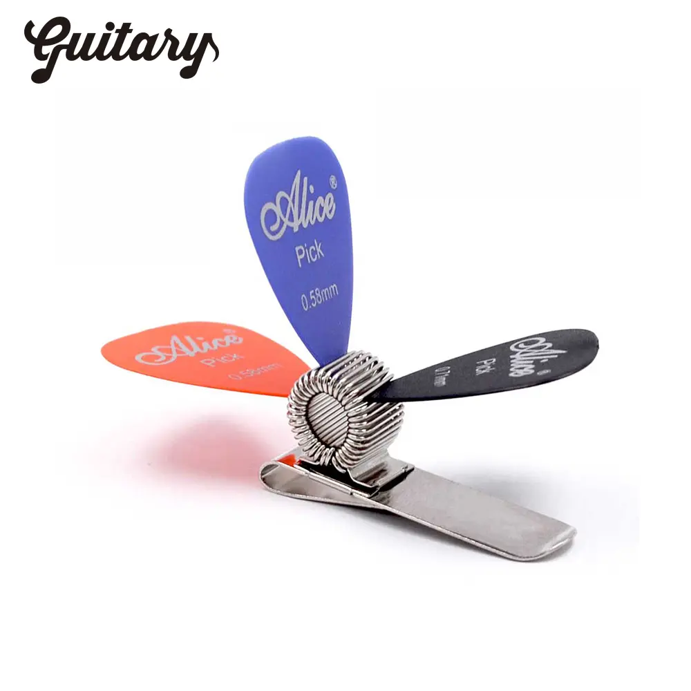 General Guitar Accessories Universal Metal Small Guitar Picks Holder Clip with 3pcs Picks