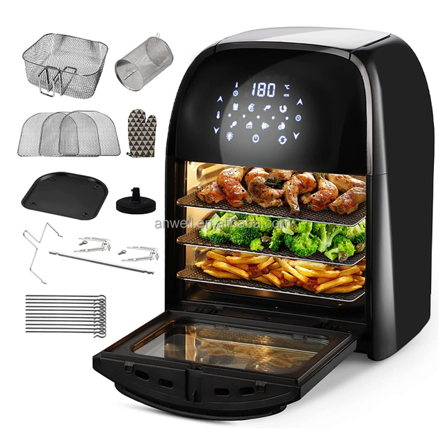 ANWELL Visual Window Air Fryer Oven 12L Digital with Touch Panel Adjustable Temperature Control Easy Clean Non Stick Interior