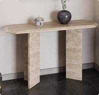 Table à manger rectangulaire personnalisée moderne et luxueuse de style romain Table basse en tavertin Table console avec dessus en marbre travertin naturel