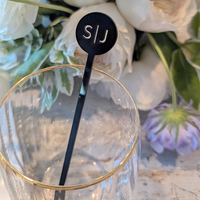 Agitador de Bebidas Acrílico Personalizado con Nombre, Varilla Negra Retorcida para Bodas, Compromisos, Aniversarios y Fiestas