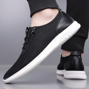 Chaussures de marche en mesh à bout rond, lacets, respirantes, légères, semelle en caoutchouc, chaussures décontractées pour hommes, printemps - Product Image 3