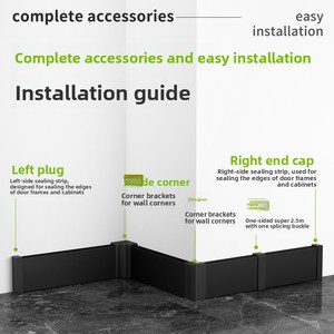 <span class=keywords><strong>Plinthe</strong></span> en alliage d'aluminium noir, profilé dissimulé, finition brillante, pour <span class=keywords><strong>joint</strong></span> mural-sol intérieur moderne - Product Image 2
