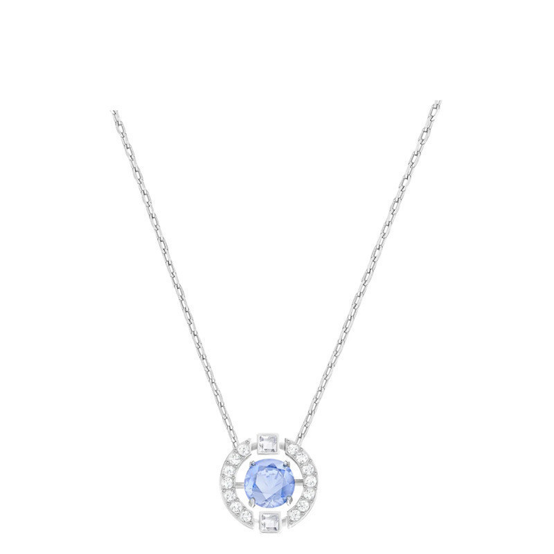 Smart white gold-blue diamond necklace