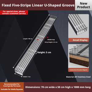 รางระบายน้ำสแตนเลสแบบเส้นตรงขายดีที่สุด: รางรูปตัวยู 304, รางระบายน้ำแบบชิ้นเดียว - Product Image 4
