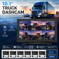 Caméra embarquée avancée pour camion avec moniteur, caméra de recul 10,1 pouces 1080P, 6 canaux, BSD, ADAS, commande vocale, alarme sonore et lumineuse