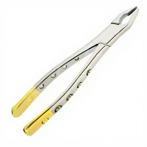 Juego de fórceps para extracción dental, con mango estriado plateado, clase I, instrumentos quirúrgicos manuales - Product Image 3