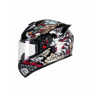 Casque de moto intégral avec impression graphique tendance, visière transparente, casque de moto protecteur absorbant les chocs pour les motards adultes - Product Image 6