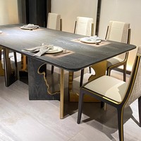 Mobilier de maison moderne design de haute qualité Tables à manger 8 places en acier inoxydable doré Ensemble de table à manger moderne de luxe en marbre