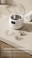 Nettoyeur ultrasonique portable en plastique pour appareils dentaires avec lumière UV et 3 cycles temporisés pour le nettoyage des prothèses dentaires, aligneurs et protège-dents, modèle T3